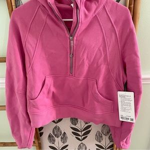 NWT LULULEMON SCUBA OVERSIZED 1/2 ZIP HOODIE XS/S PINK BLOSSOM PBDL SMALL
